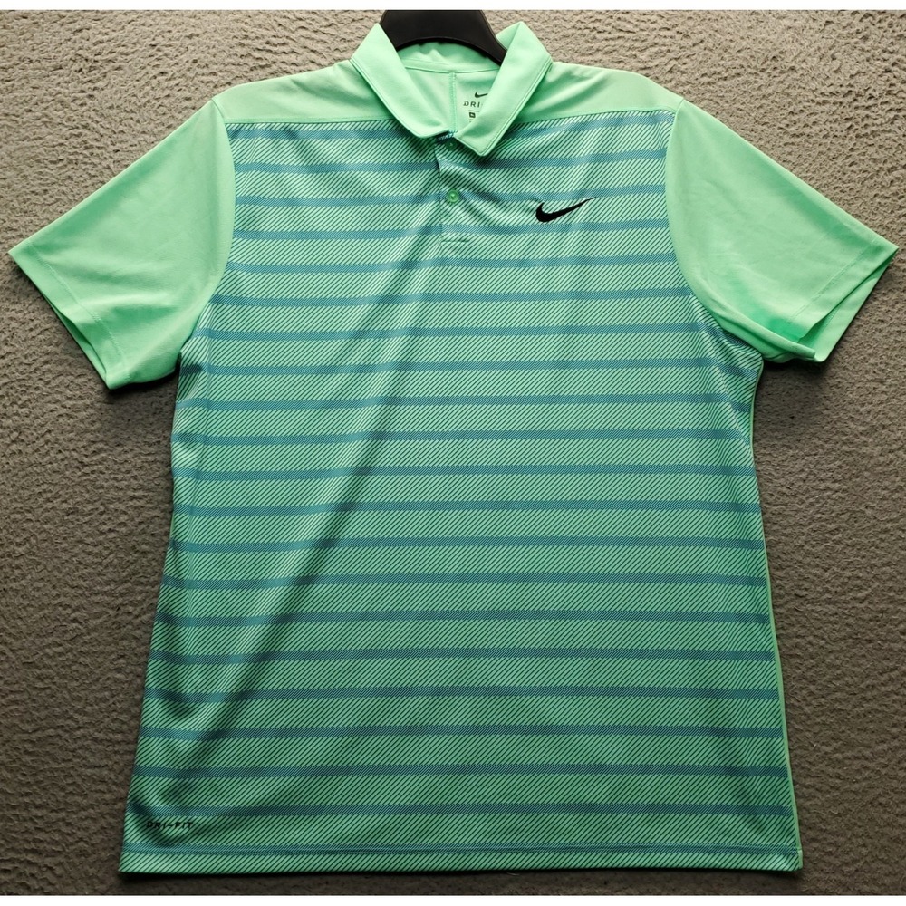 Nike Dri-Fit Golf Polo Shirt Men XL Multi Stripe Short Sleeve Collar Popover EUC